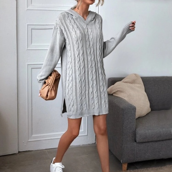 Knit Hooded Sweater Dress - Picture 4 of 5